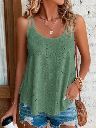 green Women's Double-shoulder Tank Top