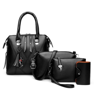 black Four-piece Bag Set With Tassel Portable Picture Bag