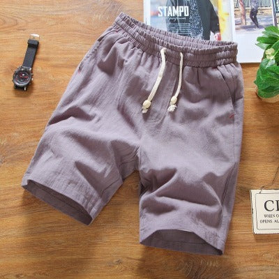 solid color linen casual Shorts