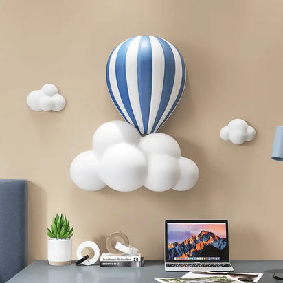 Balloon and cloud wall decoration.