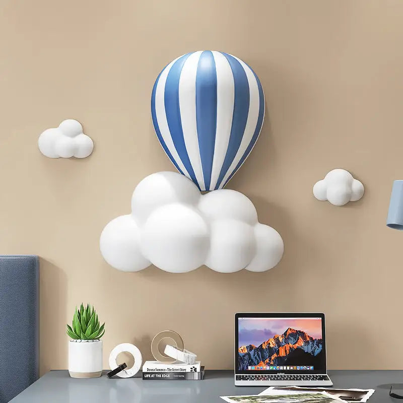 Balloon and cloud wall decoration.