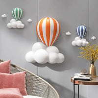 Colorful hot air balloon wall decor.