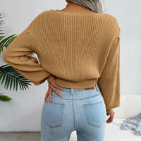 Twist Balloon Sleeve Knitted Sweater