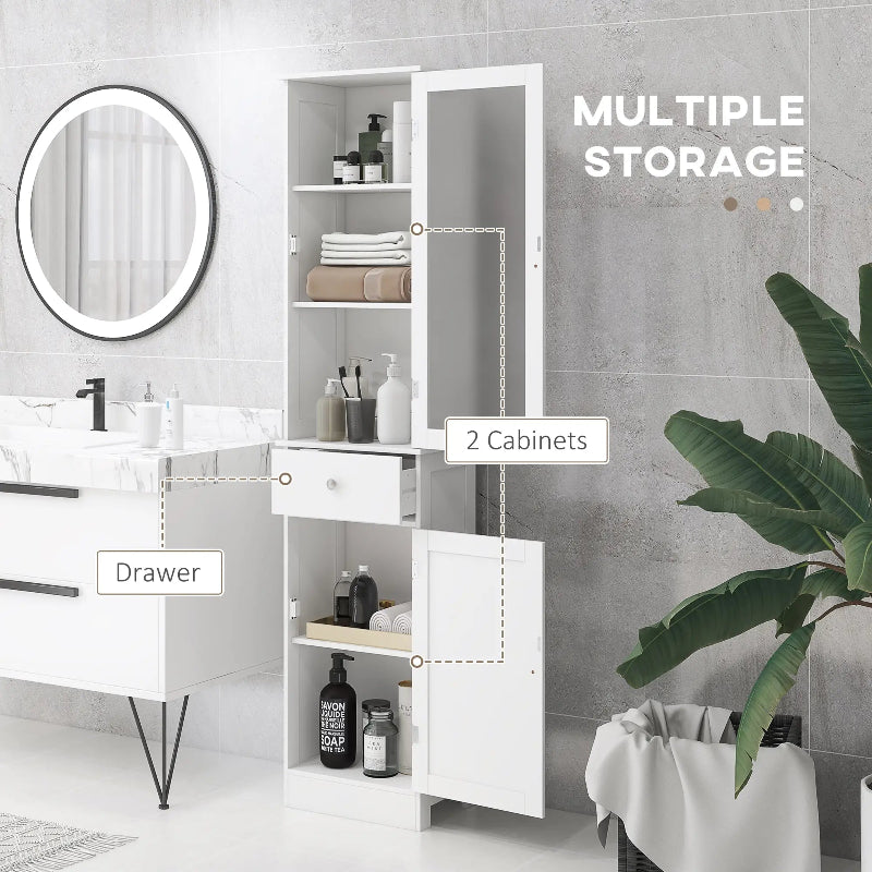 Tall Bathroom Cabinet with Glass Door