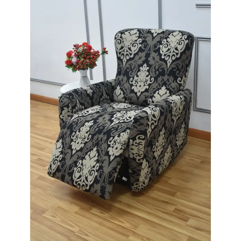 Patterned recliner chair.