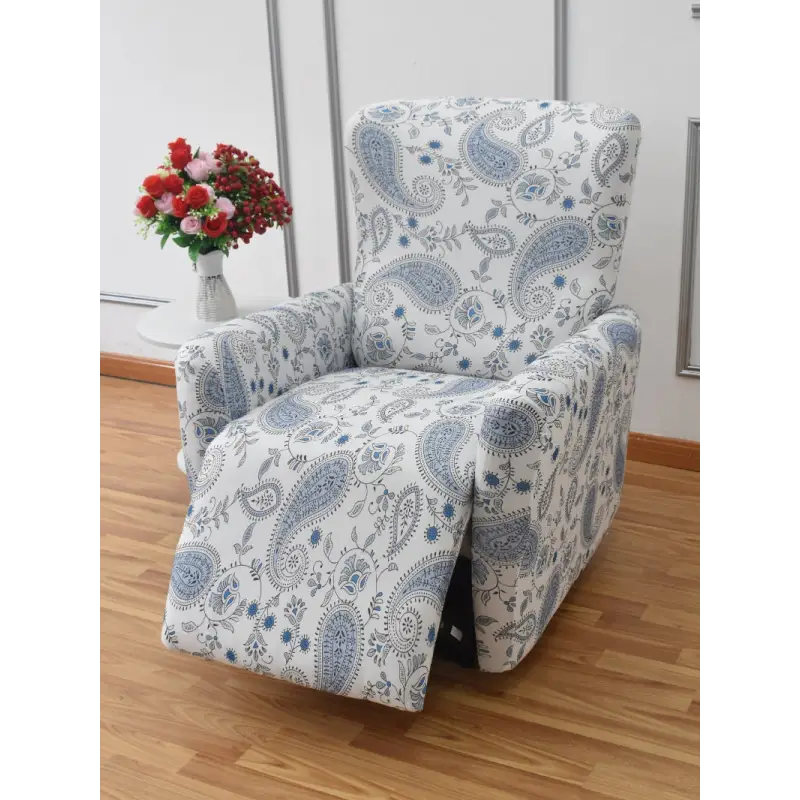 Patterned recliner chair.