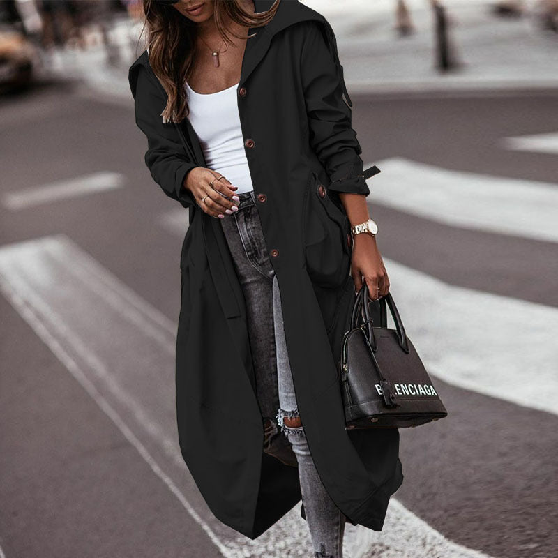 Casual Large Lapel Mid-length Trench Coat