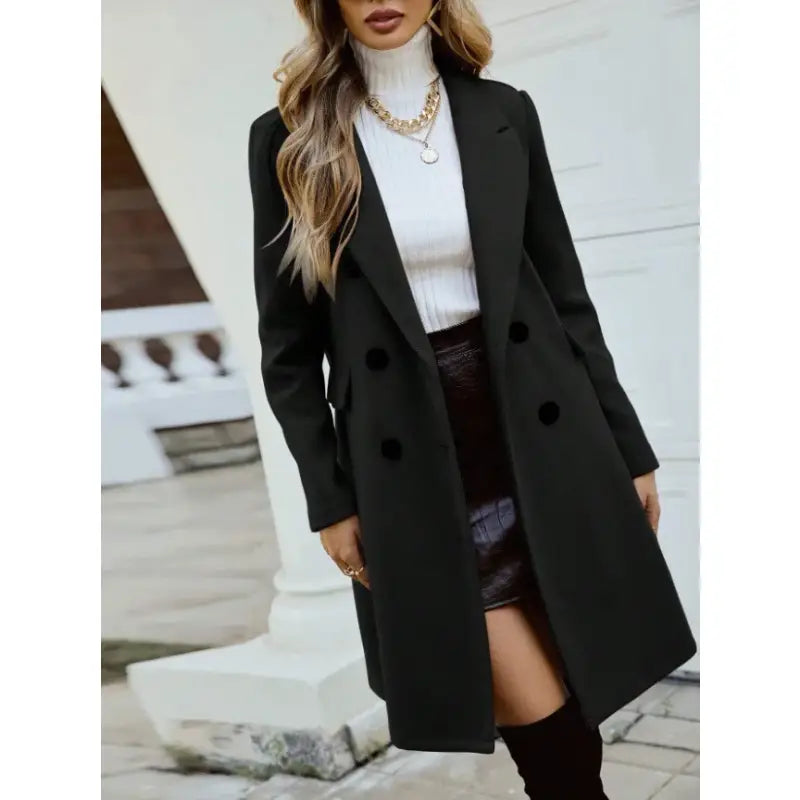 Elegant Double-Breasted Tweed Coat