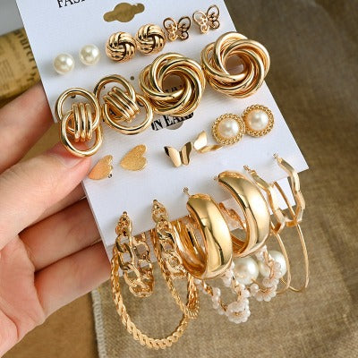 Metal Circle Chain Earrings Set