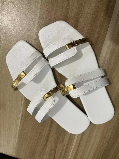 white Fashionable Flat Bottomed Sandals