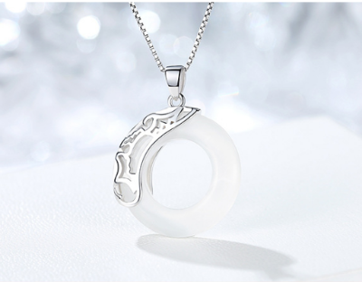 white and silver necklace