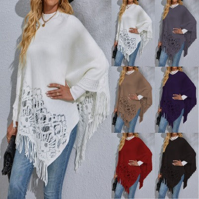 Mid-length Lace Tassel Shawl Sweater - Stylish & Versatile