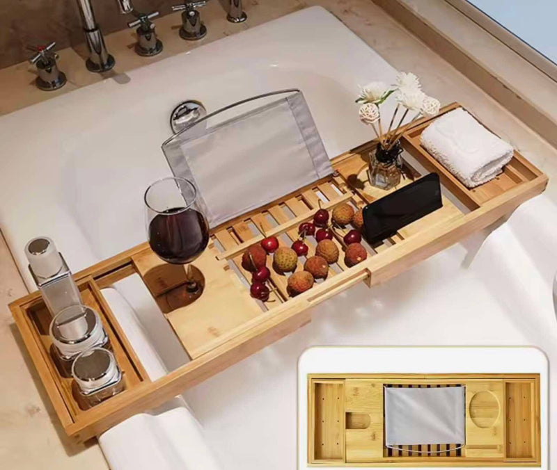 Pull-Out Bamboo Bathtub Shelf 
