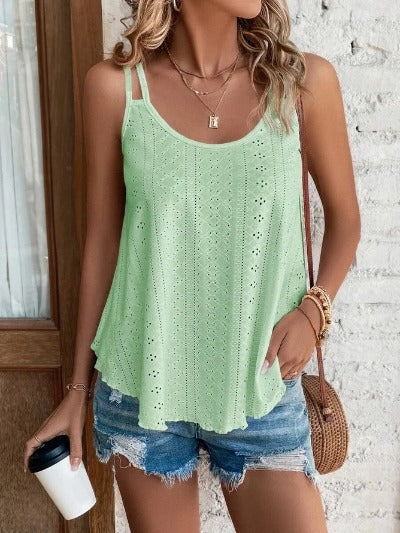 green cut out tank top