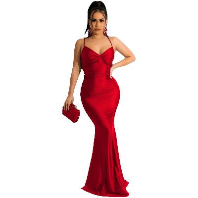 red sexy elegant long holiday prom formal dress