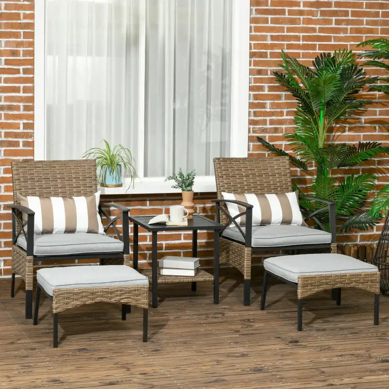 Wicker patio furniture set.