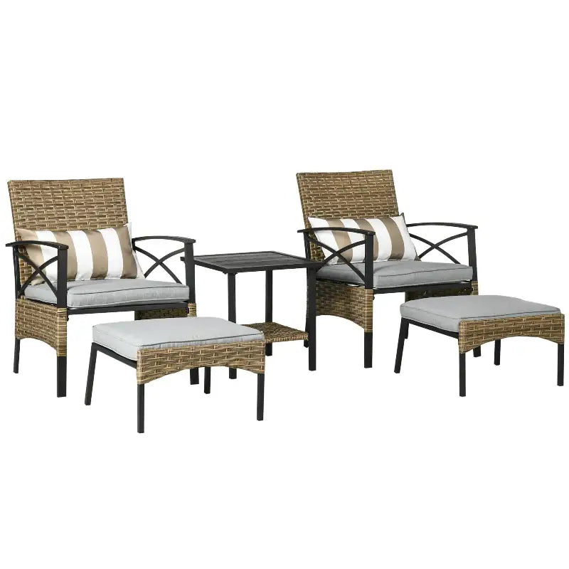 Wicker patio furniture set.