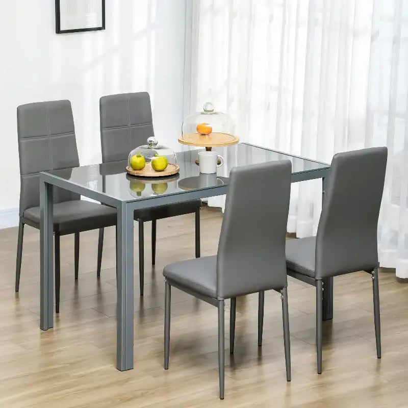 Black dining set with dimensions.