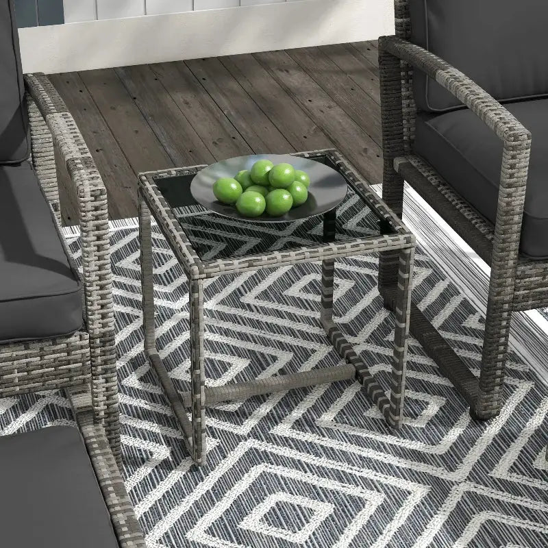 Wicker patio side table.