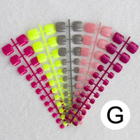 Colorful artificial toenail sets.