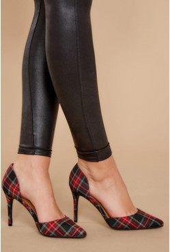 Fashion  Plaid Pointed High Heel Shoes