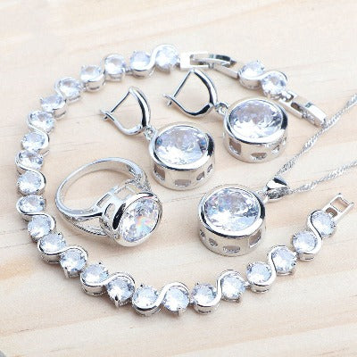 clear Sterling Silver Jewelry Set