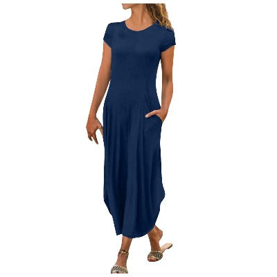 Pullover Short Sleeve Round Neck Dress