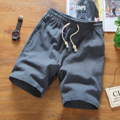 solid color linen casual Shorts