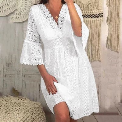 Elegant Lace V Neck Dress