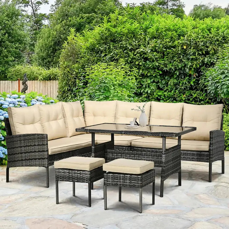 Wicker patio furniture set.