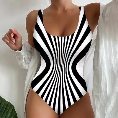 One-piece Striped Printed Swimsuit