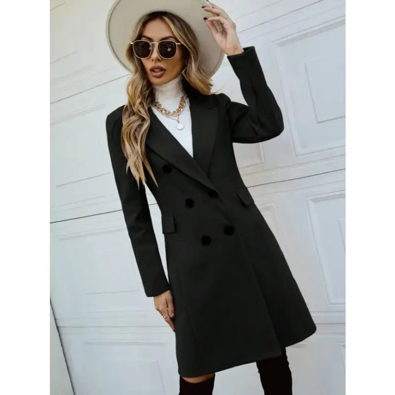 Elegant Double-Breasted Tweed Coat