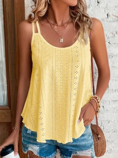 yellow Women's Double-shoulder Tank Top