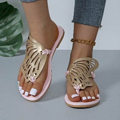 pink Fashion Hollow Butterfly Flip-Flops Sandals