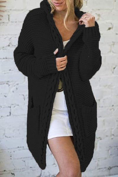 Contrast Color Twist Pocket Knitted Cardigan Sleek-Selections