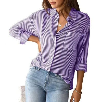 Women's Striped Loose Casual Blouse/Shirt