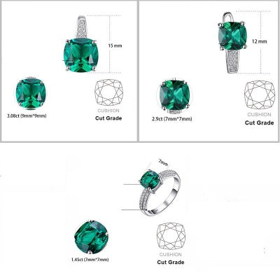 emerald 925 silver jewelry set