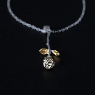 s925 silver rose necklace