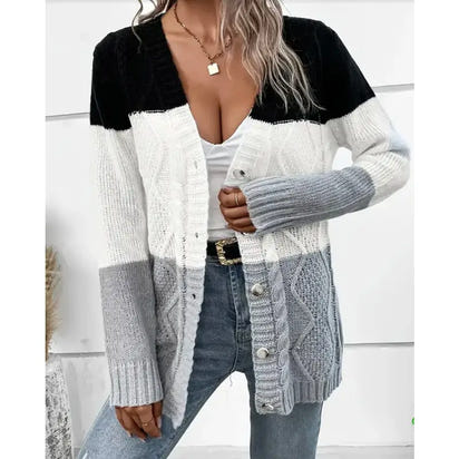 Color-Blocked Knit Cardigan