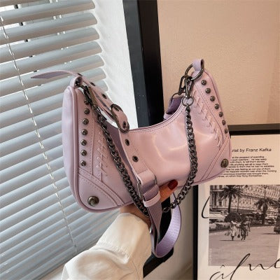 pink Vintage  Rivet Chain Underarm Bag/Purse