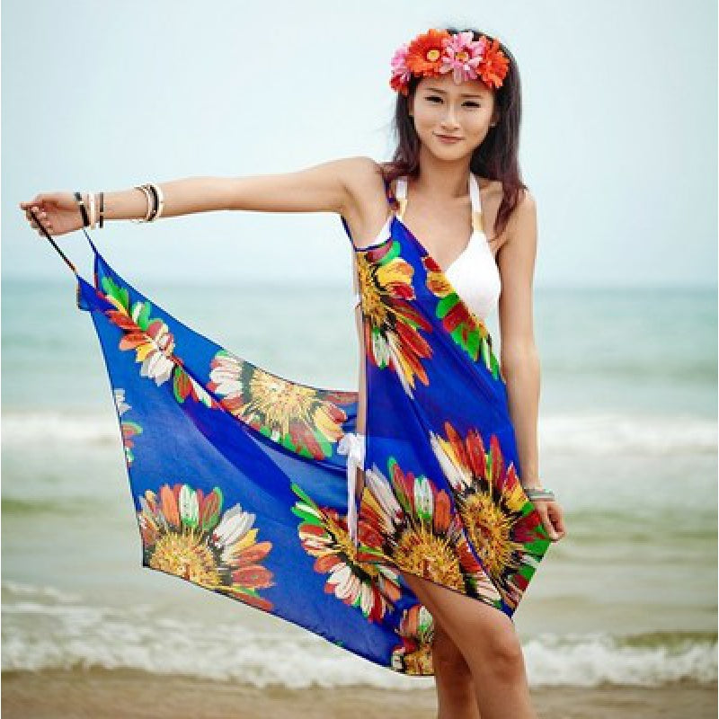 blue vacation Swimsuit Kimono