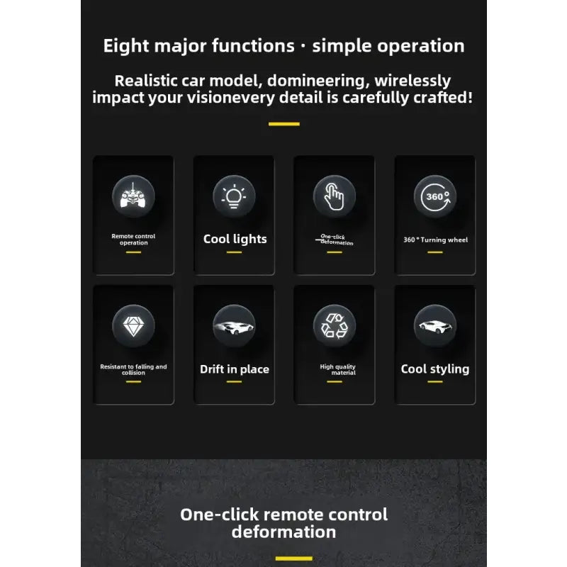 One-Touch Transformable Rechargeable Remote Control Car