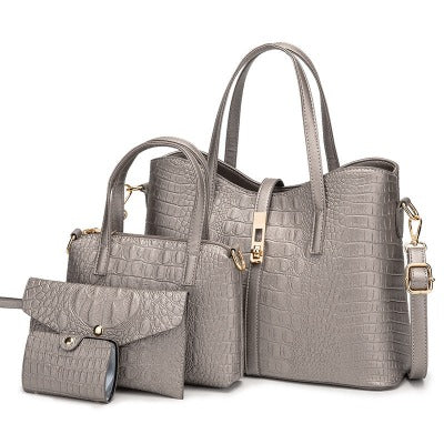 grey Sleek Four-piece Women's Hand bag Set