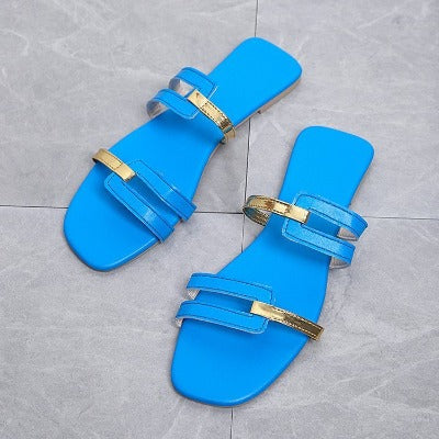 bluFashionable Flat Bottomed Sandalse 