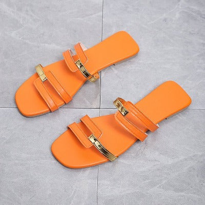 orange Fashionable Flat Bottomed Sandals