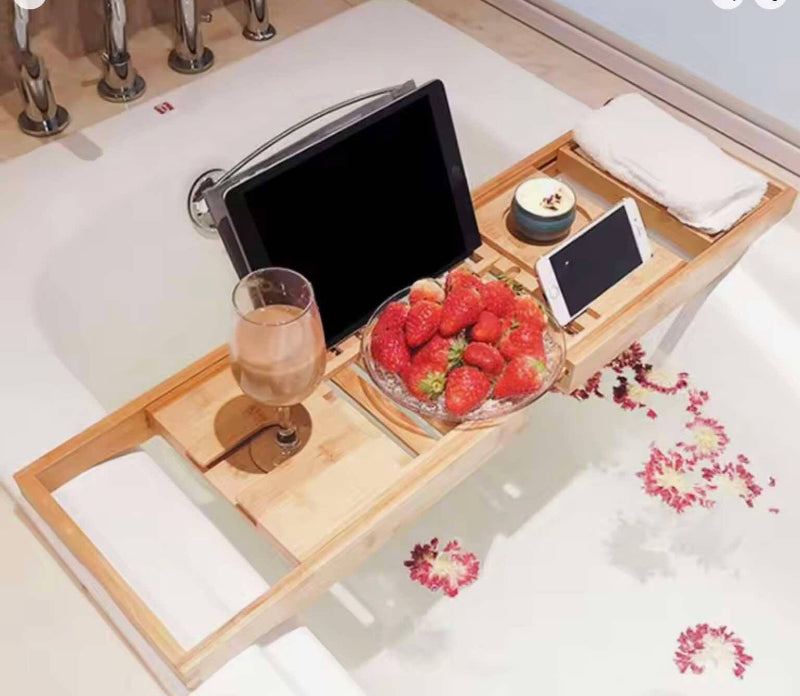 Pull-Out Bamboo Bathtub Shelf 