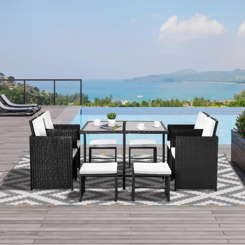 Outdoor wicker dining set for patio wicker dining enjoying outdoor meals and entertaining
