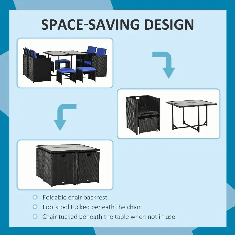 Space-saving wicker patio dining set in 9-piece wicker patio furniture for outdoor space
