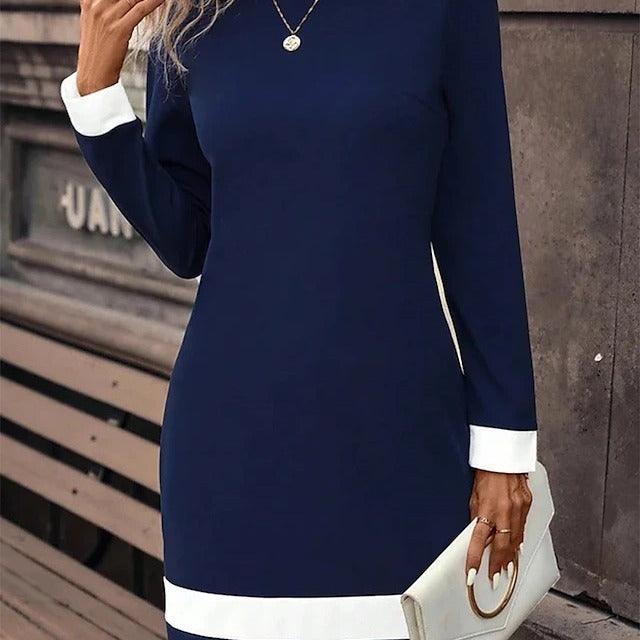 Color-matching Long Sleeve Dress