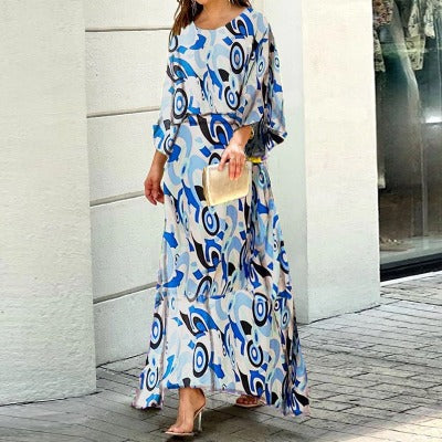 blue Women's Printed Skirt Set